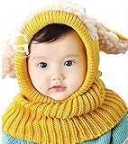 【Ti Ti】選べる5色 うさぎちゃん風 ニット帽 ニット帽子 ベビー キッズ 赤ちゃん 子 子供 用 かわいい 防寒 (イエロー)