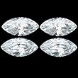 4 White Marquise Cut Faceted Cubic Zirconia CZ 2.5x5mm