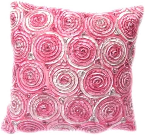 (Single) Two Tone 3d Pink Bouquet of Purple Roses Throw Cushion Cover/pillow Sham Handmade By Satin and Thai Silk for Decorative Sofa, Car and Living Room Size 16 X 16 Inches