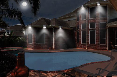 Abco Tech - Outdoor Solar Gutter LED Lights - White Sun Power Smart LED Solar Gutter Night Utility Security Light for Indoor Outdoor Permanent or Portable for Any House, Fence, Garden, Garage, Shed, Walkways, Stairs - Anywhere Safety Lite. (2)
