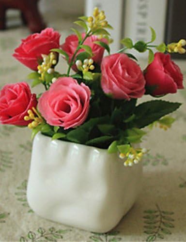 Pink Rose Artifical Flowers with Vase