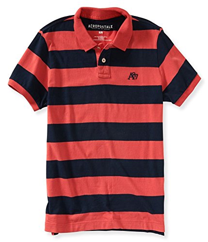 Aeropostale Mens Striped A87 Rugby Polo Shirt