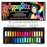 32 Color Hair Chalk Set | Lasts up to 3 Days | Blendable Pastel and Primary Colors | for All Hair Types | Sets in 60 Seconds