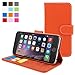 iPhone 6 Plus / 6s Plus Case, Snugg - Leather Wallet Cover Case with (Orange) for Apple iPhone 6 Plus / 6s Plus