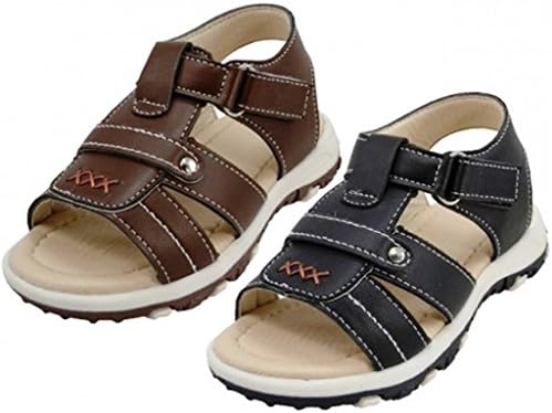 EasyPeasy Boys' Fisherman Sandals with Velcro Closure and Comfortable Footbed, Brown, Size 4 (M) US
