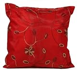 Red Decorative Flower Pillow Sham