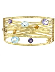 Genuine Volder Tirol TM Yellow Gold Bangle. 18Ky Bangle Multi-Color Stones and 34 grams in Weight. 100% Satisfaction Guaranteed.