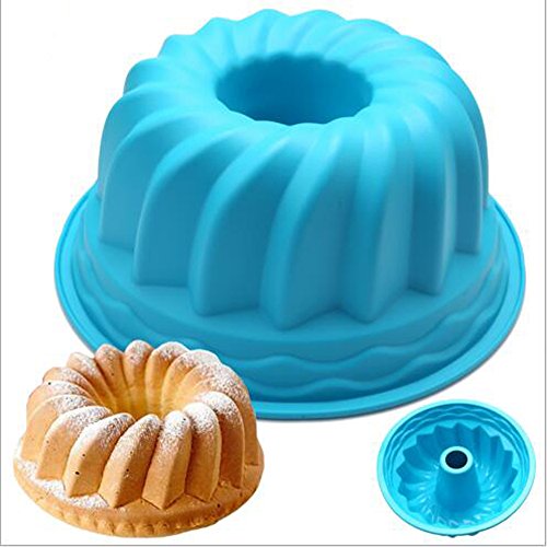 1ea 9" Alekoo Non-Stick Silicone DIY Cake Bundt Pans, Chiffon Mold, Savarin Pan (High)
