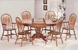 51o7meYlypL. SL160  7pc Country Style Oak Wood Dining Table w/Tile Top & Arrow Back Chairs Set