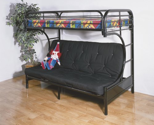 Contemporary Twin/Full Black Metal Bunk Bed