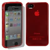 Produkt-Bild: Silicon Bumper Rot f&uuml;r Iphone 4 / 4S mit Displayschutzfolie