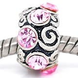 Believe Beads © 1 X Spacer with Purple Stones Charm Bead will fit pandora/troll/Chamilia Style. Slide on slide off