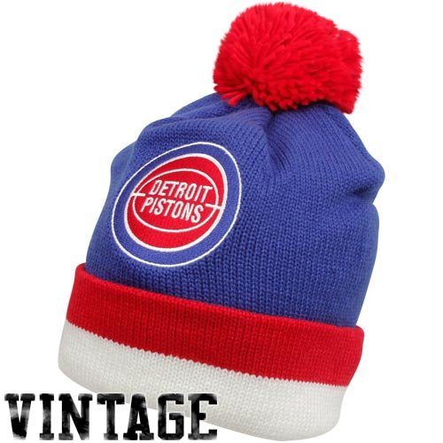 Detroit Pistons Mitchell & Ness Jersey Stripe Cuffed Knit Hat