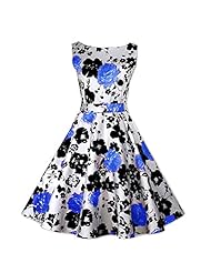 Spring Scoop Neck Vintage Floral Print Cotton  Dress