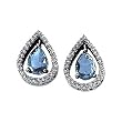 14K White Gold London Blue Topaz and Diamond Earrings