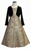 Remarkable New 2 Pc Metallic Jacquard Dress with Velvet Bolero ~ Christmas Holiday (Gold or Silver) 2 to 12 Girls