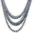 HinsonGayle DIVA Collection 7-Strand Handpicked Ultra-Iridescence Black Circl&eacute; Baroque Cultured Pearl Necklace (Sterling Silver)