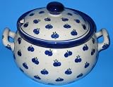 Polish Pottery Soup Tureen 7 1/2" H x 8 1/4" W x 10 3/4" L