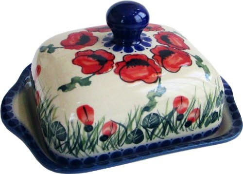 Polish Pottery Butter Dish - Eva's Collection"Poppy Field"