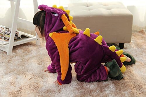 Children's Unisex Animal Cosumes Sleepsuit Kigurumi Jumpsuit Pajamas Purple Dinosaur (S(suit for children height in 100-120cm))