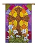 Stained Glass Cross Flag (Garden Size)