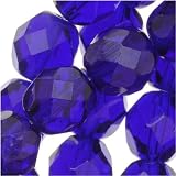 Czech Fire Polish Glass Beads 8mm Round COBALT (25) ~ Jablonex