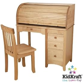 Roll Top Desk and Chair Natural Wood by KidKraft