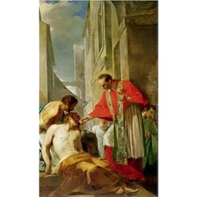 St. Charles Borromeo Administering the Sacrament to a Plague art print 49 x 30 cm by French School