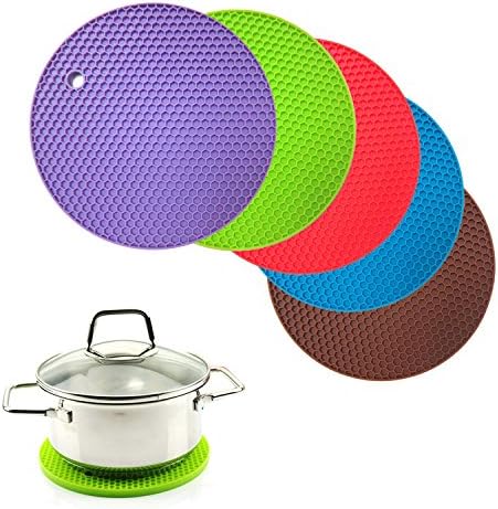 Silicone Pot Holder Yummy Sam® Pot Mats Multi-functional Potholder Round Alveolate Silicone Mats Spoon Rest Trivet Waterproof Heat Insulation Tableware Coasters Pad Set of 2 (Color Default)