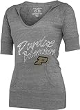 Purdue Boilermakers Women's Heather Grey Half Sleeve Tri-Blend Hooded Sweatshirt