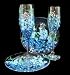 Bellissimo WFPS-3005 Hand Painted Texas Bluebonnets Design 6 oz. Toasting Flutes with 7 Inch Cake Plates - Set of 2 Each