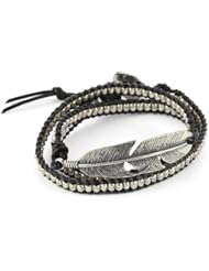 M.Cohen Handmade Designs Black Deer Skin Leather Wrap Charm Bracelet