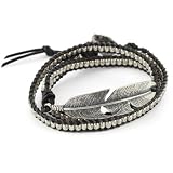 M.Cohen Black Deer Skin Leather Wrap Charm Bra