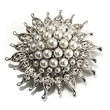 Stunning Small Bridal Pearl Style Crystal Brooch (Snow White)