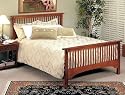 Mission Style Oak Finish Queen Size Bed Headboard and Footboard