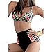 Zmart Women's Two Pieces High Waist floral Print Bikini Swimsuit,Black,L(US 12-14)