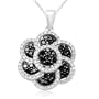 10k White Gold Black and White Diamond Flower Pendant (1.00 cttw, I-J Color, I2-I3 Clarity), 18"