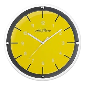 Seth Thomas Limoncello White Plastic Case Yellow Dial with Glass cover Round Wall Clock