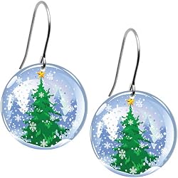 Snow Globe Holiday Tree Earrings