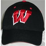 Wisconsin Badgers One-Fit NCAA Cotton Twill Flex Cap (Black)
