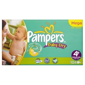 Pampers - 81261446 - Baby Dry Couches - Taille 4+ Maxi + (9-20 Kg) - Megapack X 104 Couches