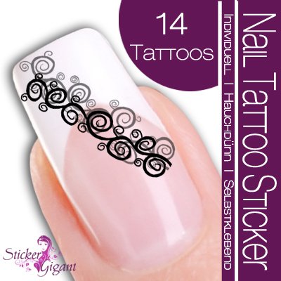 Nail Tattoo Sticker Ranke / Ornament - schwarz Preisvergleich