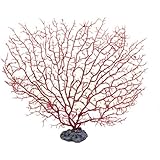 Uxcell Plastic Aquarium Fish Tank Decor Coral, 9-Inch, Red