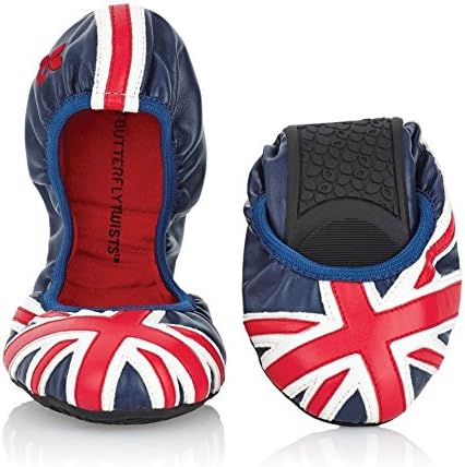 Women's Butterfly Twists Union Jack Ballet Flats - Faux Leather - European 36