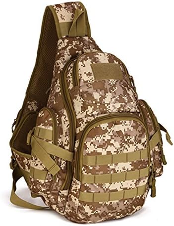 Unisex Sling Chest Bag Hiking Daypack Shoulder Bag Crossbody Backpack Travel Bag for Hunting Camping (Desert Camouflage)