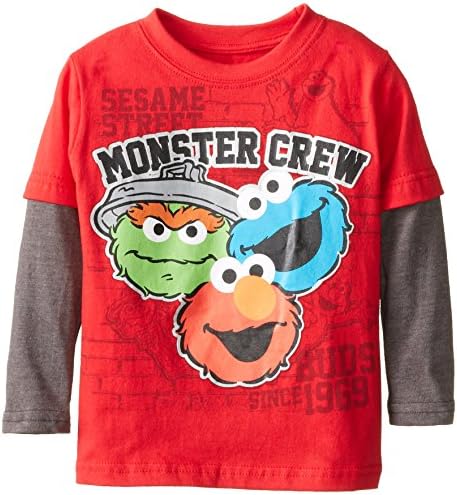 Sesame St Little Boys' Reet Monster Crew Long Sleeve Tee