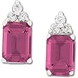 14K White Gold Rhodolite Garnet and Diamond Earrings