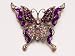Bronze Tone Royal Purple Amethyst Crystal Rhinestone Layered Butterfly Brooch
