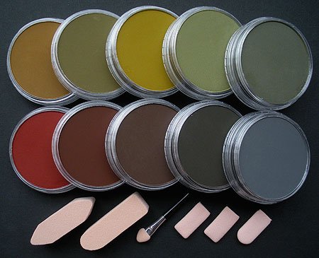 Set of Ten Pan Pastels- Extra Dark Shades Warm