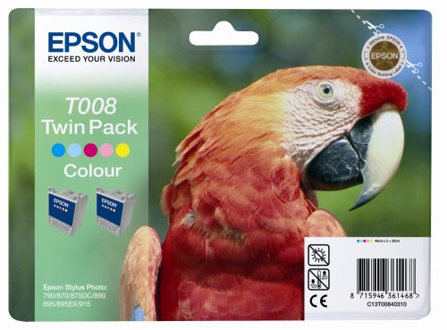Epson Original T008 Ink Cartridge Twin Pack Colour